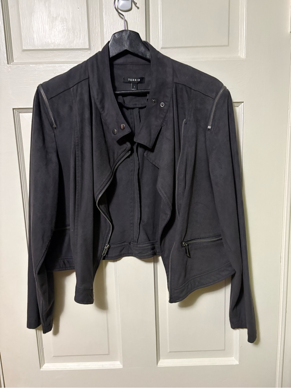 Torrid Black Grey-Look Moto Jacket
